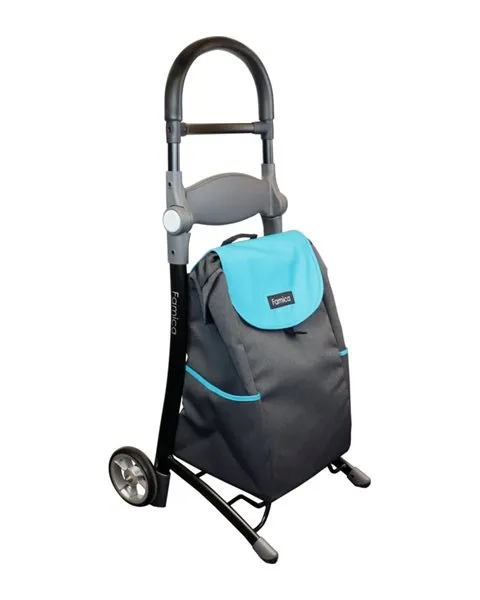 Koala Einkaufstrolley, blau und grau, mit Rädern und Sitzfun