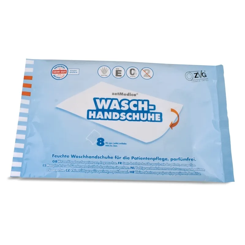 Feuchte Einmal-Waschhandschuhe, weiss