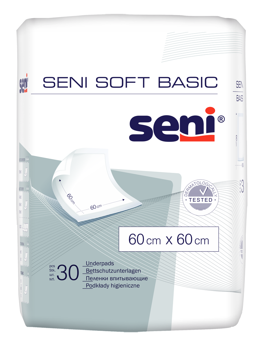 Seni Soft Basic Bettschutzunterlage 60cm x 60cm / 30 Stück
