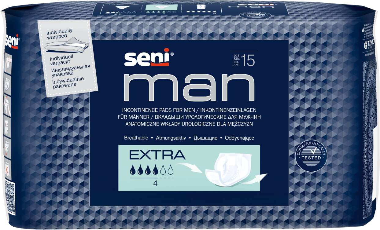 Seni Man anatomische Inkontinenzeinlage Extra für Männer 15 Stück