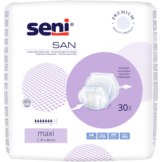 Seni San anatomisch geformte Inkontinenzeinlage Maxi Gr.3 / 30 Stück Seni San anatomisch geformte Inkontinenzeinlage Maxi Gr.3 / 30 Stück