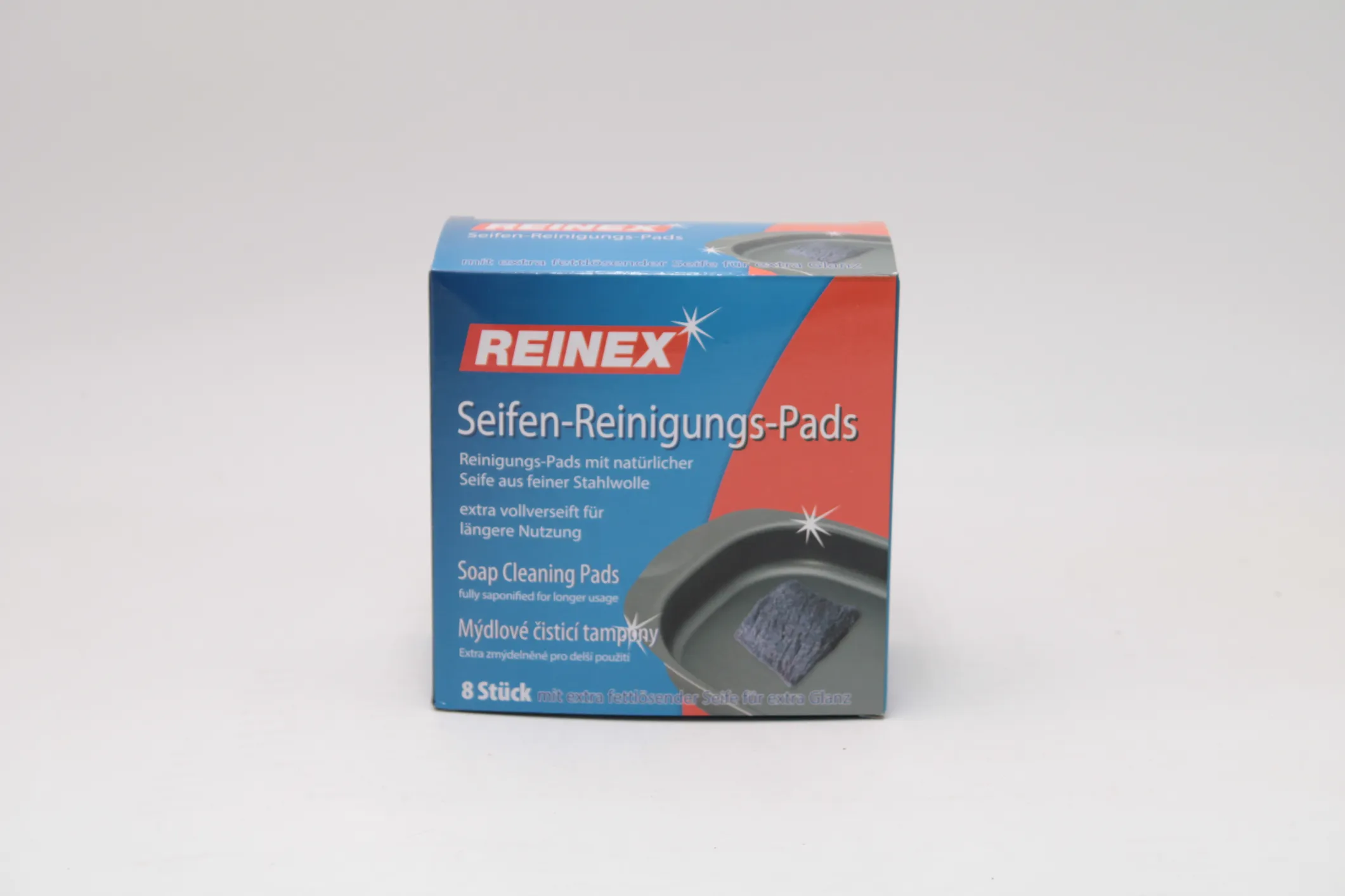 Seifen-Reinigungs-Pads Stahlwolle 8-er Seifen-Reinigungs-Pads Stahlwolle 8-er