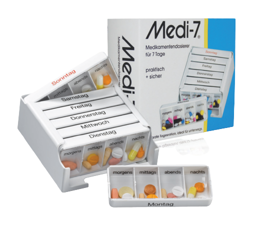 Medi-7, Medikamentendosierer für eine Woche - Weiß