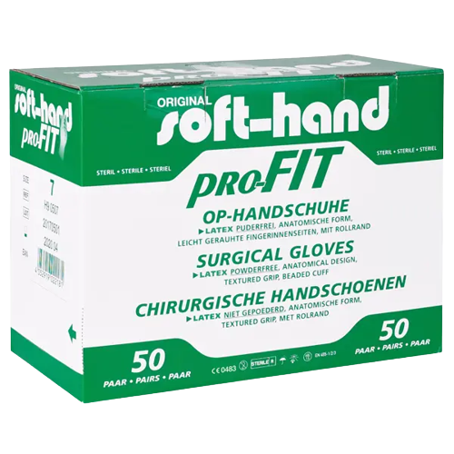 Soft-Hand Pro-Fit Latex OP-Handsch. AP 50 Paar Gr.7,5 puderfrei