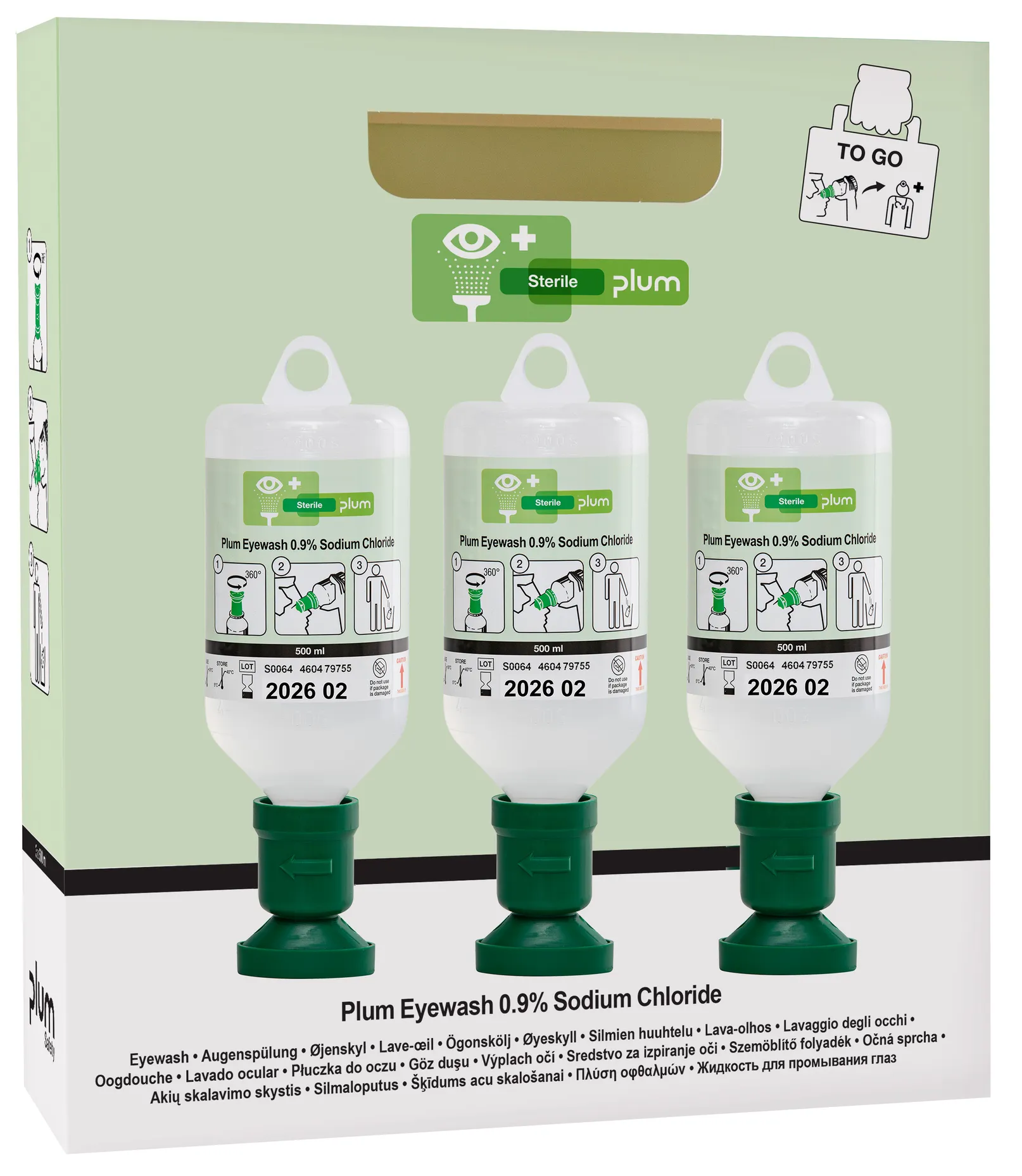 Plum Eyewash 0.9% Sodium Chloride + 3x 500 ml Flaschen