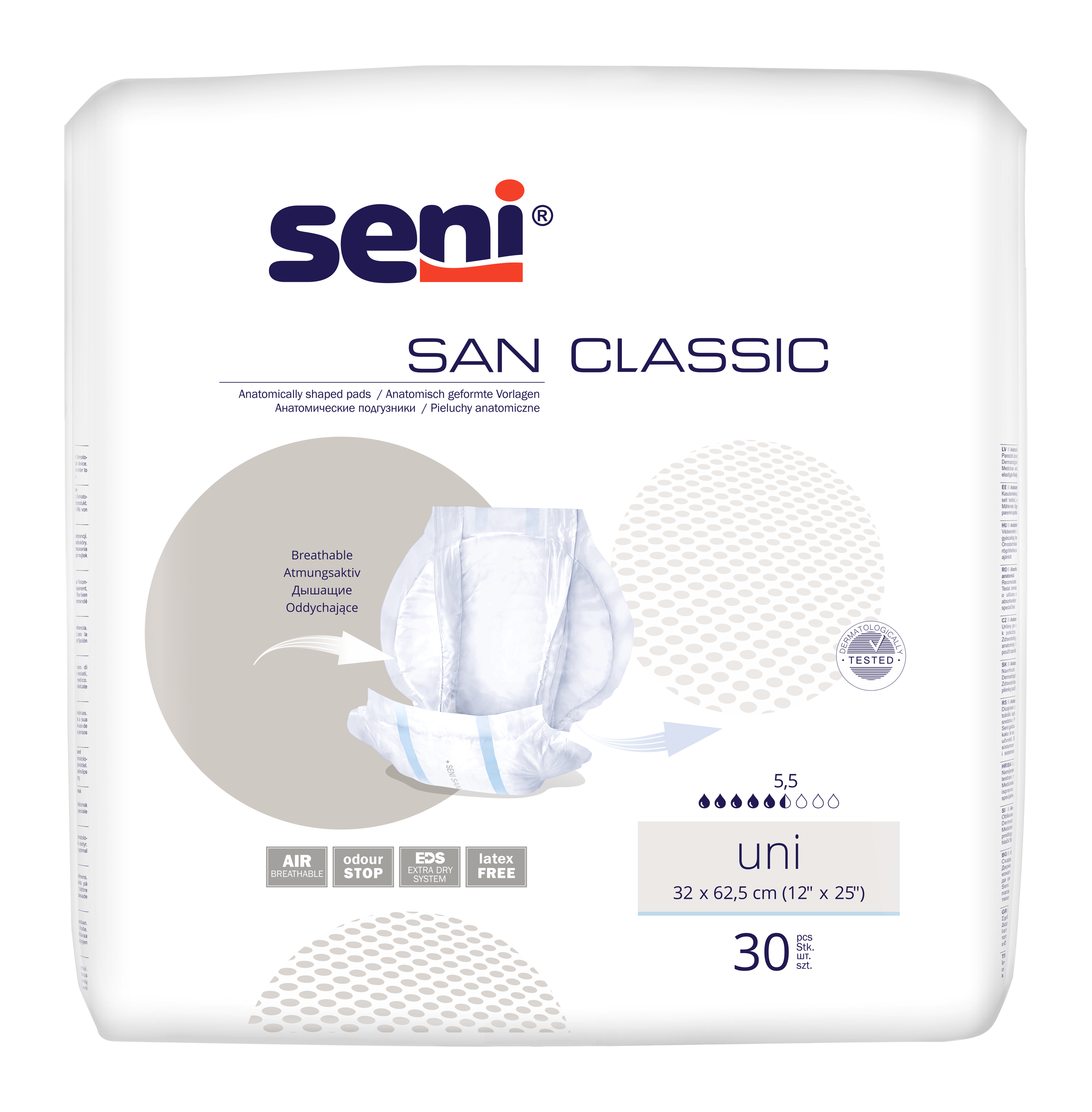 Seni San anatomisch geformte Inkontinenzeinlage Classic Uni 30 Stück