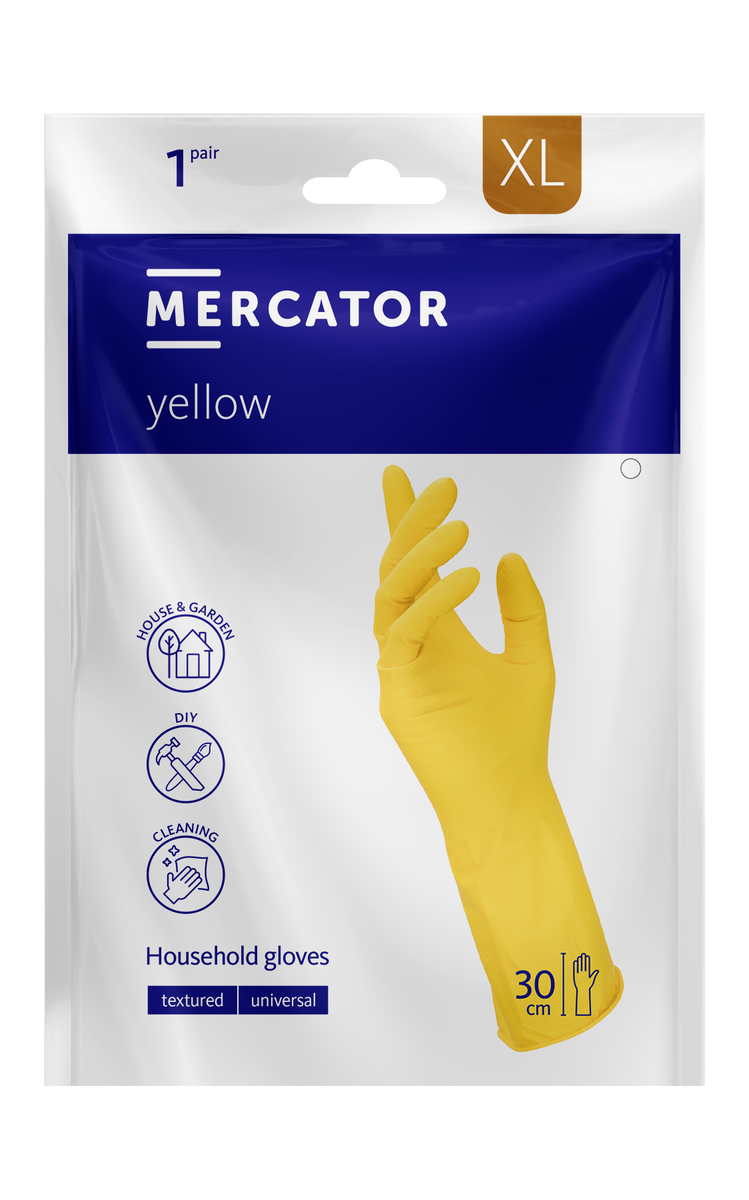 Mercator Schutz- und Haushaltshandschuhe aus Latex in gelber Farbe - ideal für Hausarbeiten