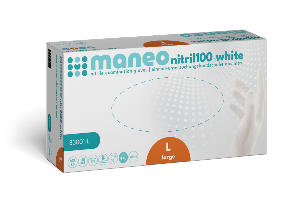 Nitrilhandschuhe maneo nitril weiß L