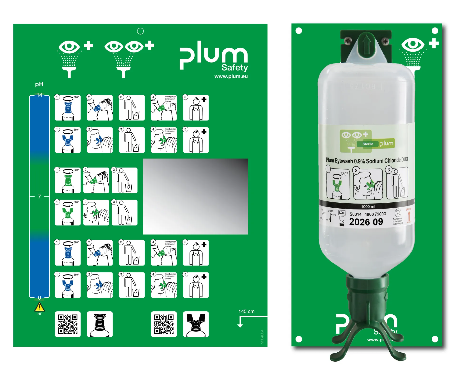 Plum Eyewash Station DUO + 1x Eyewash Sodium Chloride 1000 m