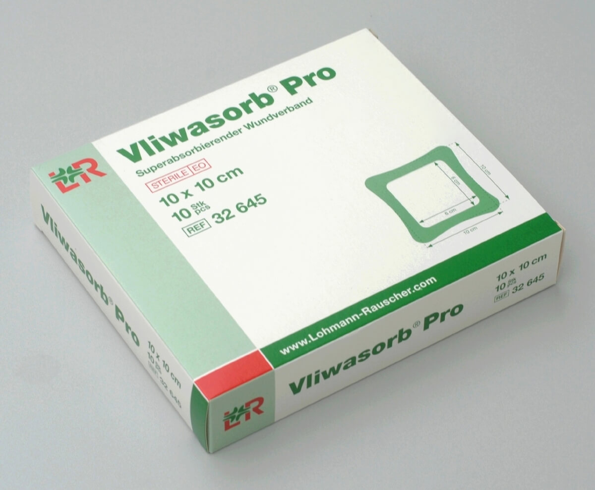 Vliwasorb® Pro superabsorbierender Wundverband steril, 10 cm x 10 cm
