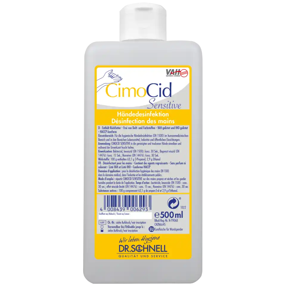 CIMOCID SENSITIVE Alkoholische Händedesinfektion mit Rückfetter CIMOCID SENSITIVE Alkoholische Händedesinfektion mit Rückfetter