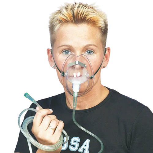 Sauerstoffmaske für Erwachsene 210cm Schlauch, Gummibänder+Nasenbgl