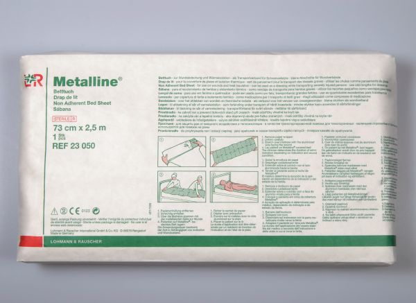 Metalline Betttuch steril, 73cmx2,50m, 1 Stück, gerollt
