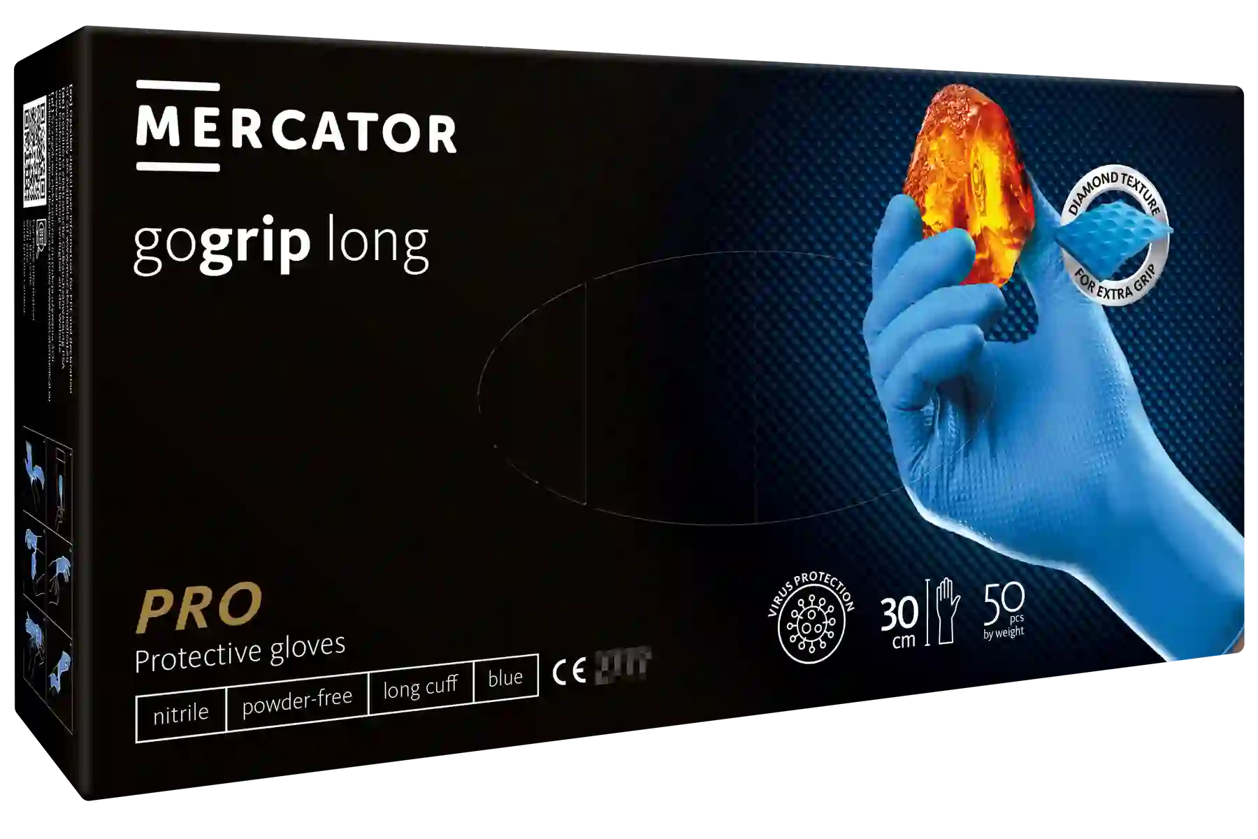 MERCATOR gogrip Long Nitril-Handschuhe mit Diamanttextur Blau MERCATOR gogrip Long Nitril-Handschuhe mit Diamanttextur Blau