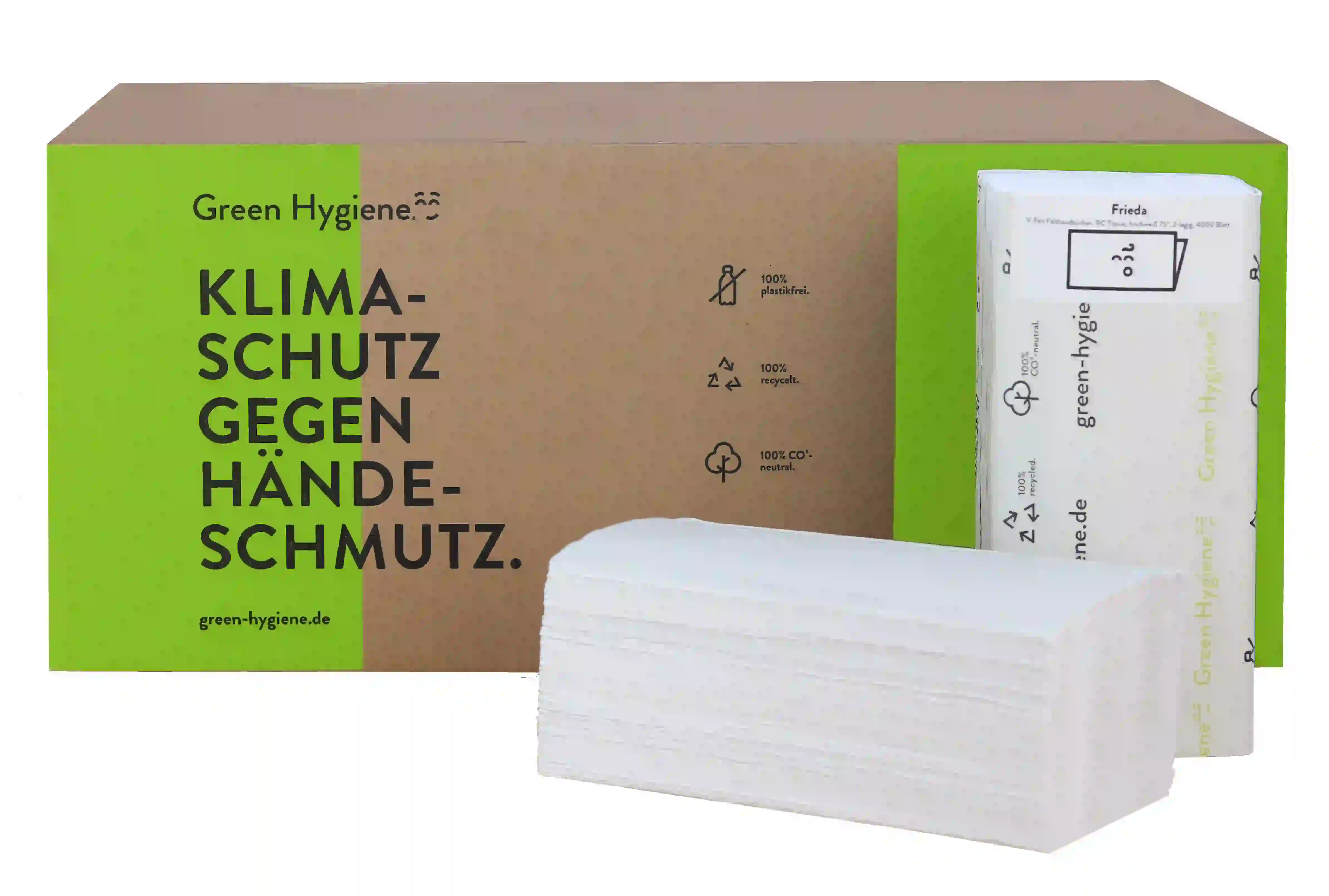 Green Hygiene® FRIEDA Falthandtücher V-falz, 2-lagig Green Hygiene® FRIEDA Falthandtücher V-falz, 2-lagig