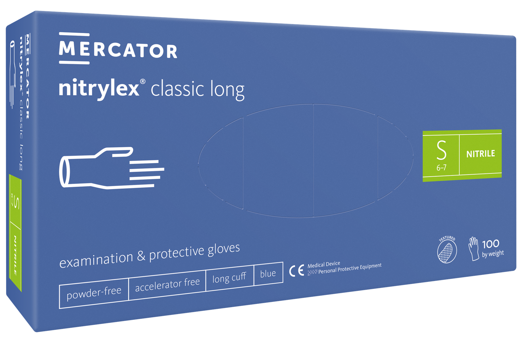 Mercator Nitrylex classic long Handschuh Blau