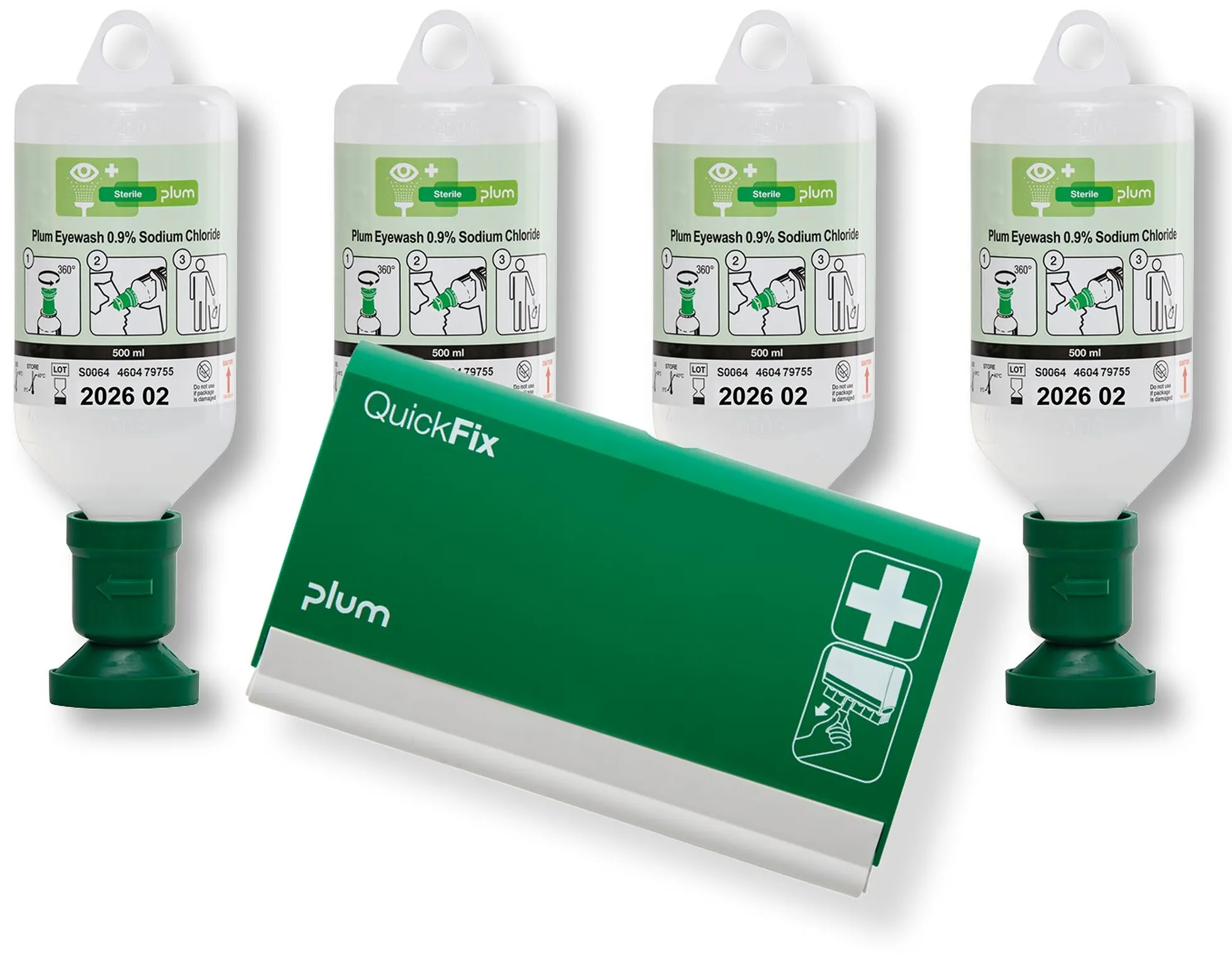 Plum Augenspüllösung 500 ml + QuickFix Pflasterspender leer