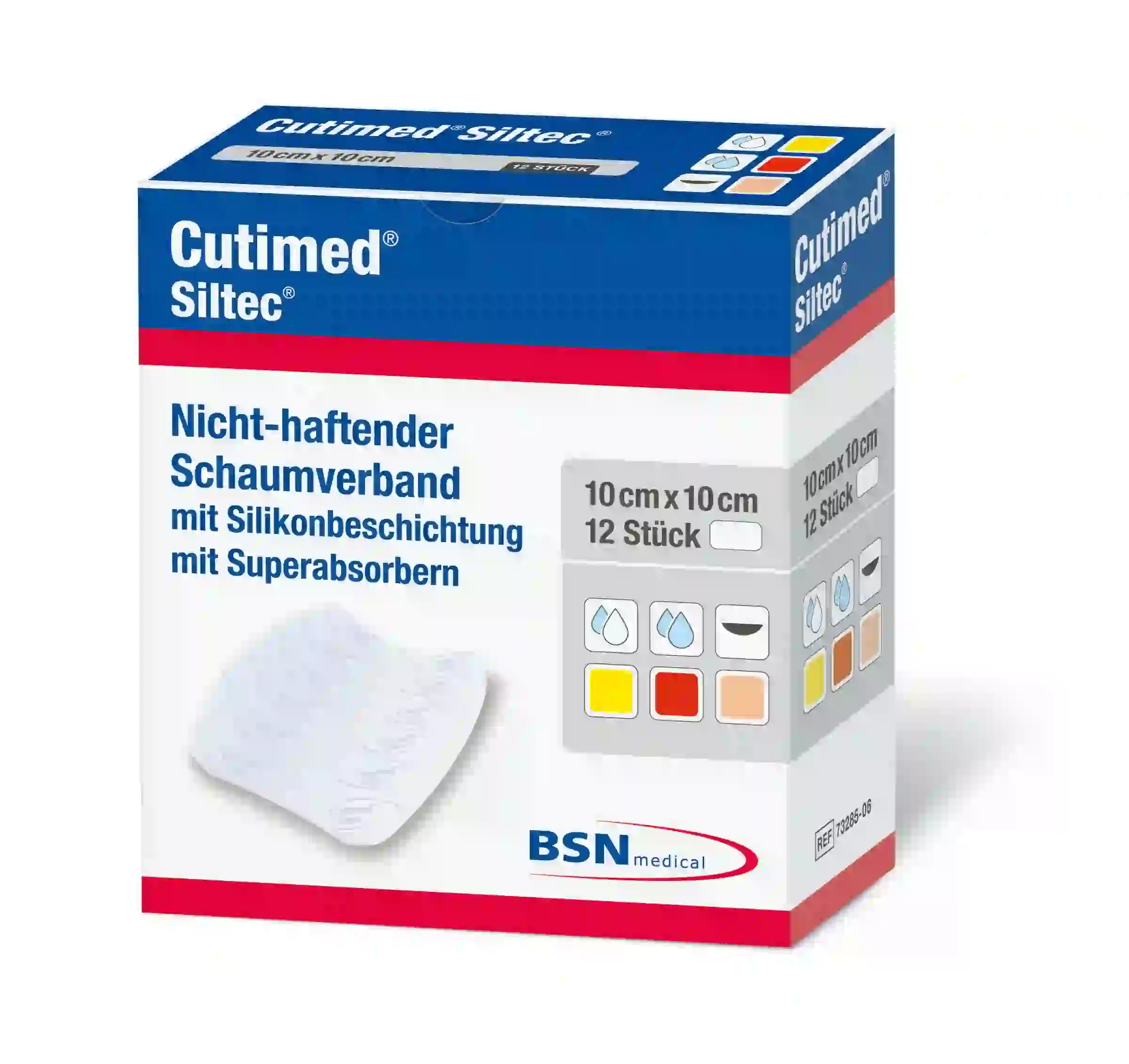 Cutimed® Siltec® Schaumverband 10 cm x 10 cm / 12 Stück