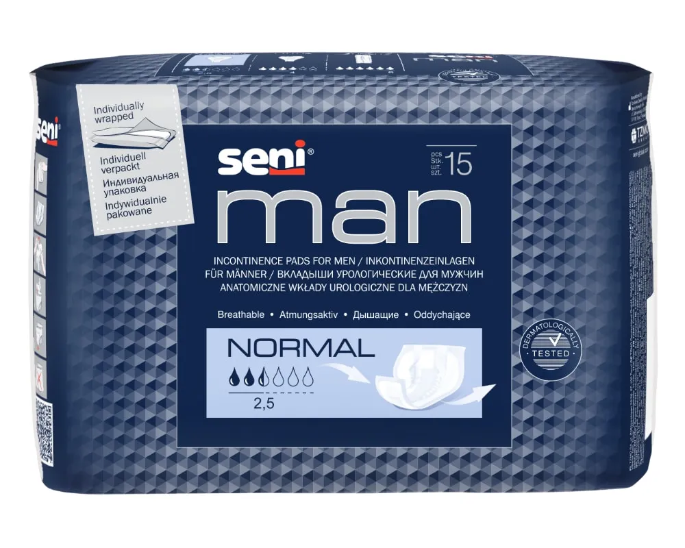 Seni Man anatomische Inkontinenzeinlage Normal für Männer 15 Stück