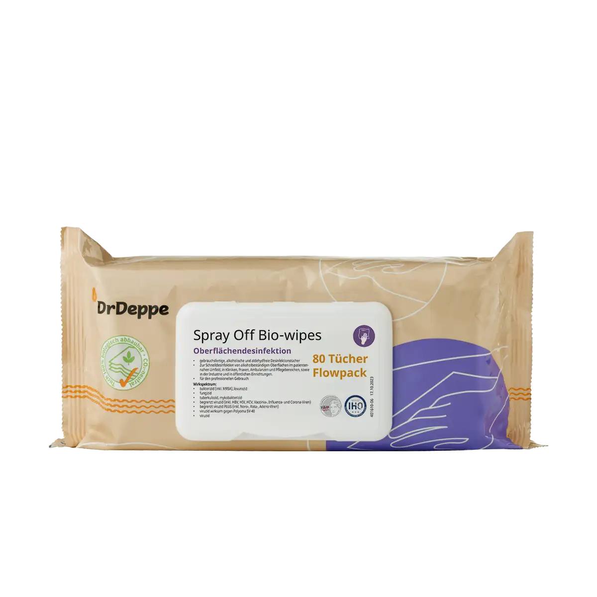 SprayOff Flowpack Bio Wipes 20x20 cm - 80 Tücher