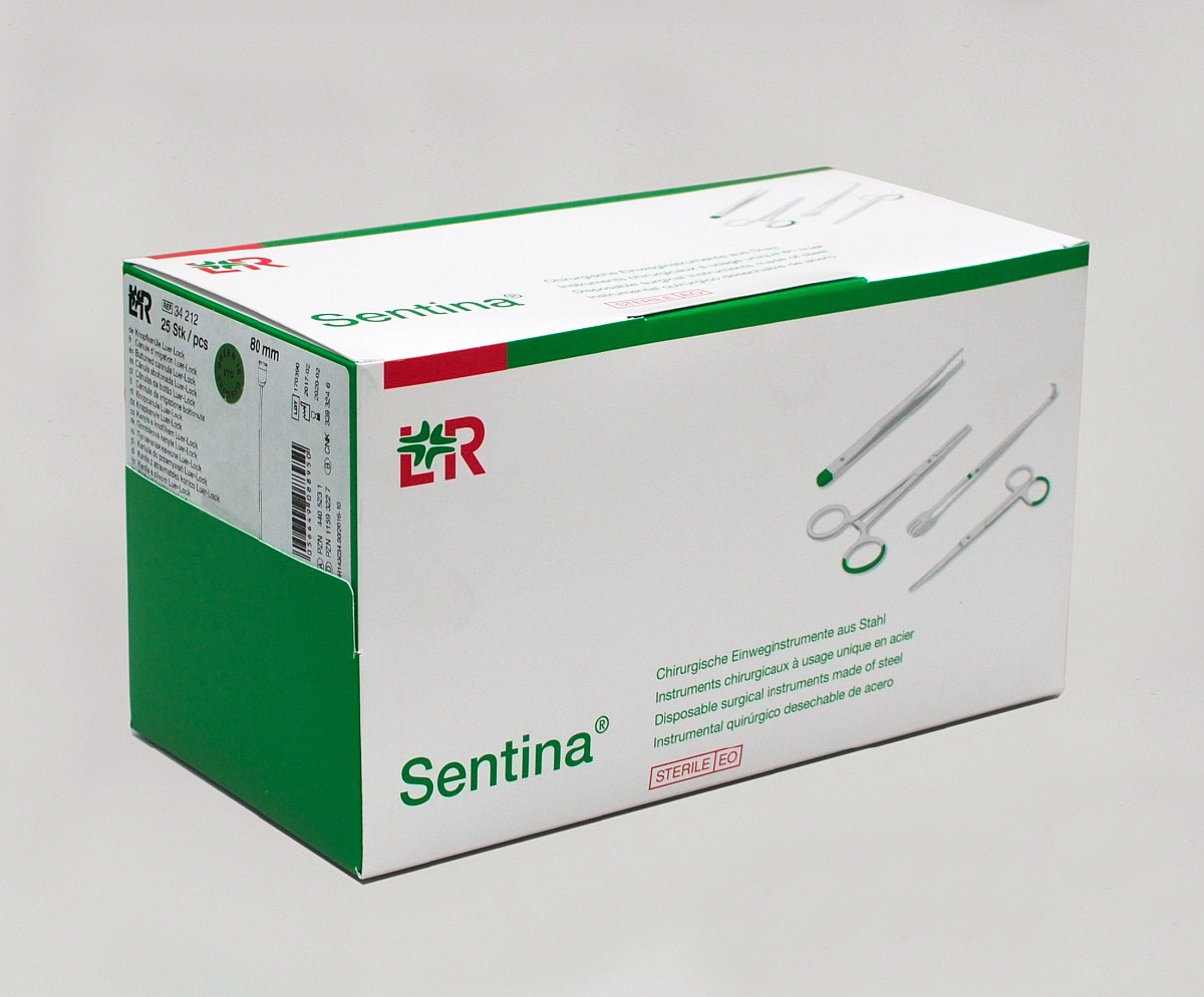 Sentina Knopfkanüle 80 mm Außendurchmesser 1,2 mm, Luer Lock