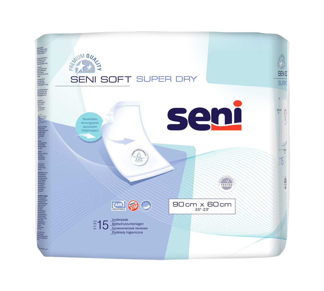 Seni Soft Super Dry Bettschutzunterlagen 90cm x 60cm / 15 Stück