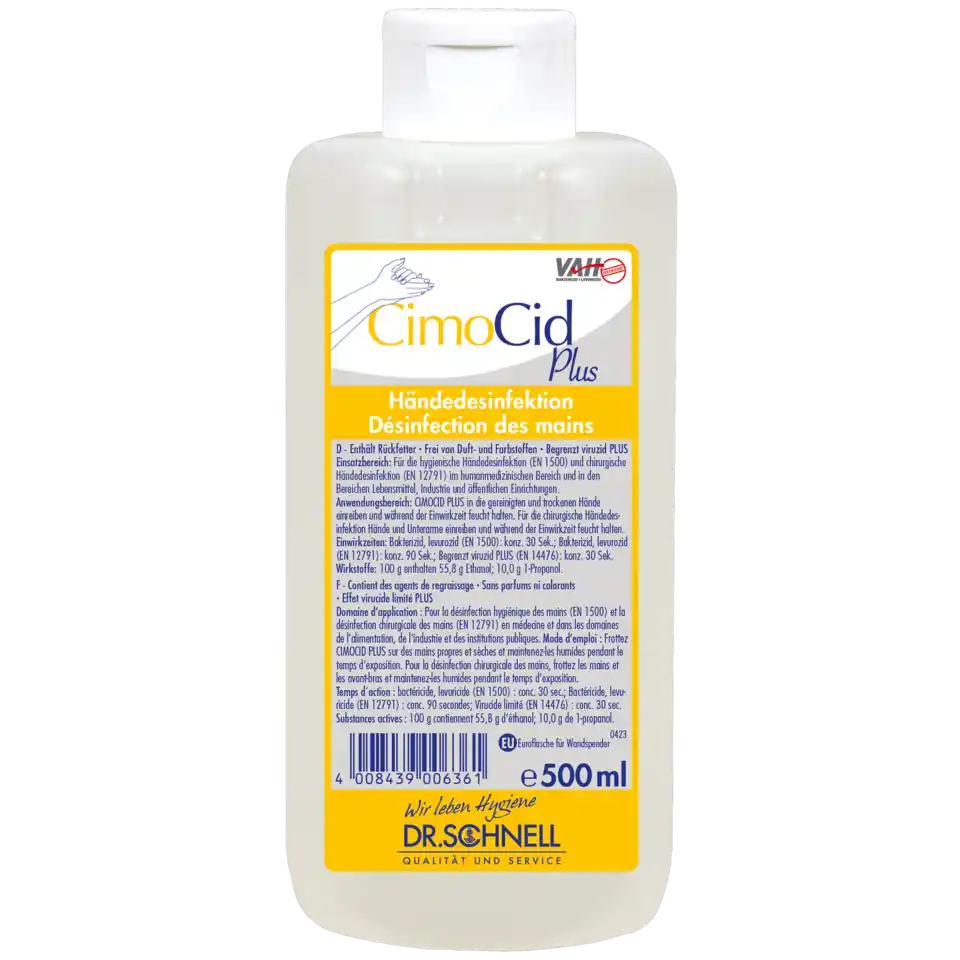 CIMOCID PLUS Alkoholische Händedesinfektion begrenzt viruzid PLUS CIMOCID PLUS Alkoholische Händedesinfektion begrenzt viruzid PLUS