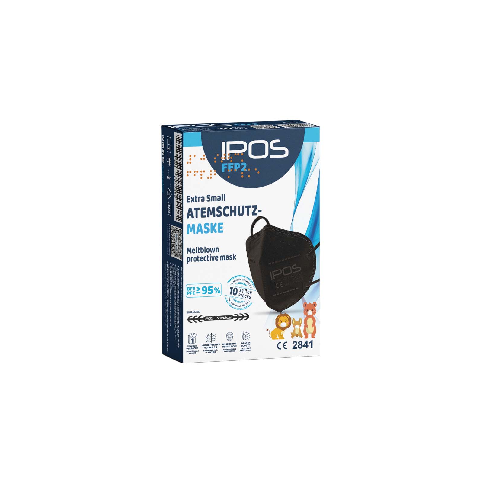 IPOS FFP2 Maske für Kinder - Schwarz