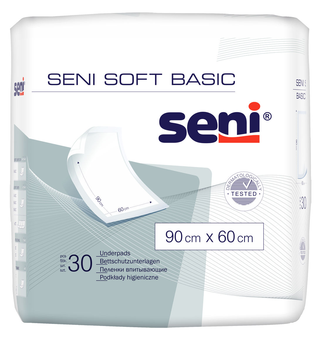 Seni Soft Basic Bettschutzunterlage 90cm x 60cm / 30 Stück