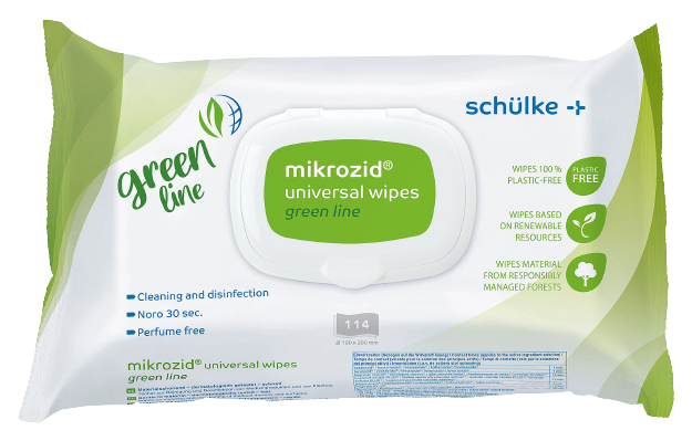 Schülke mikrozid universal wipes Green line 114 Tücher - biologisch abbaubar
