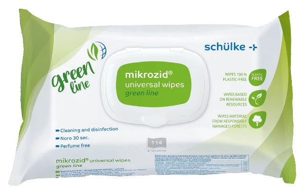 Schülke mikrozid universal wipes Green line 114 Tücher - biologisch abbaubar