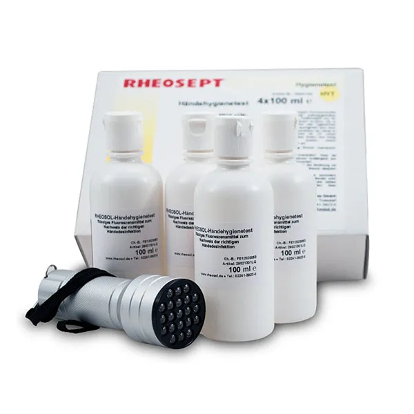 RHEOSOL-Hygienecheck Händehygienetest Set 4 Flaschen à 100 m RHEOSOL-Hygienecheck Händehygienetest Set 4 Flaschen à 100 m