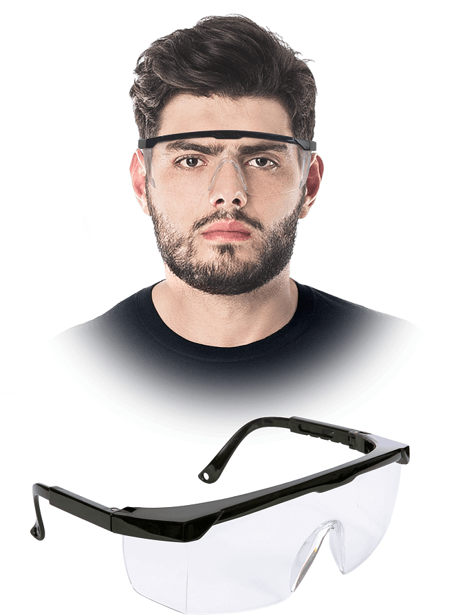 Schutzbrille mit Seitenschutz und verstellbaren Bügel