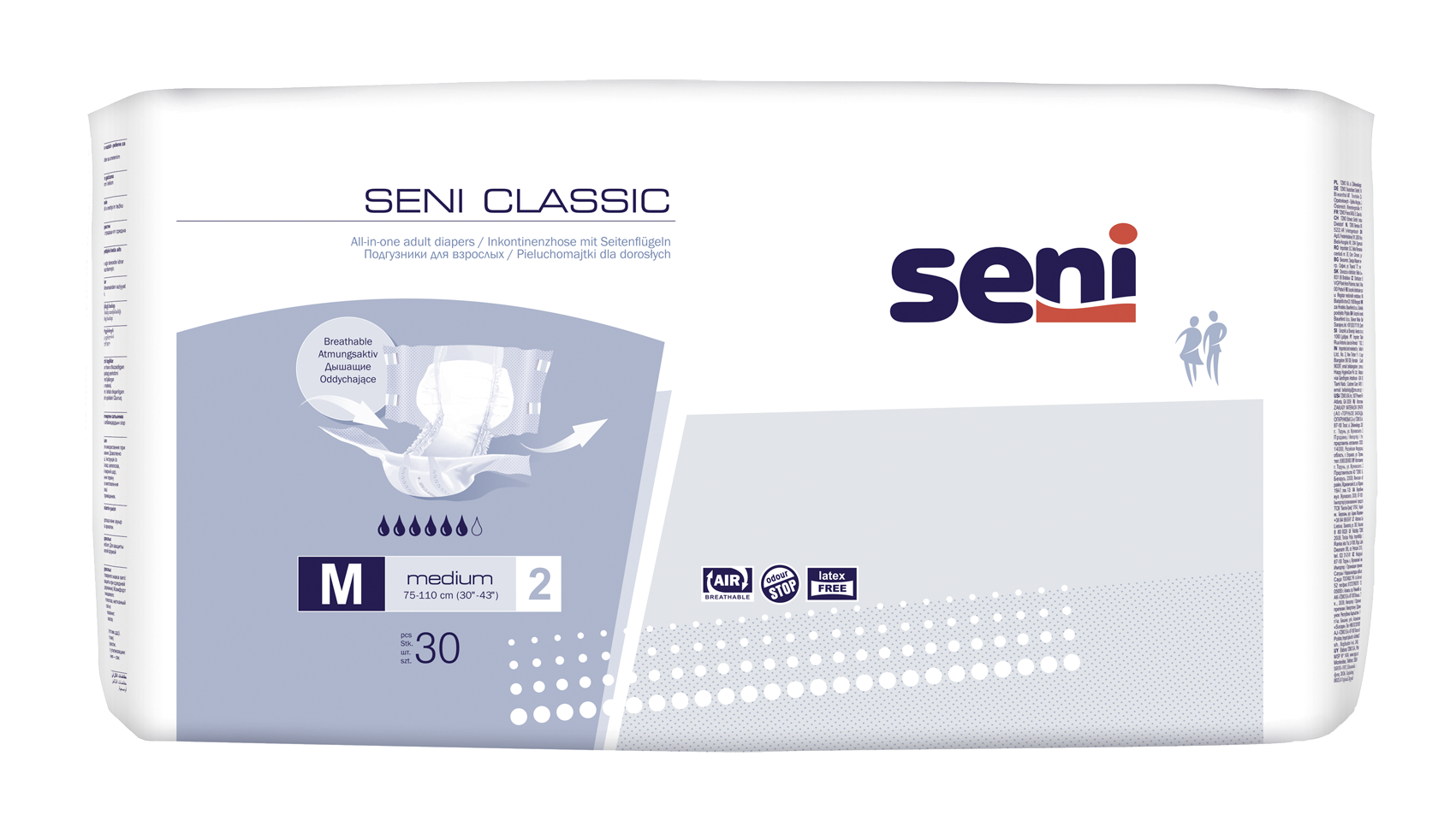 Seni Classic atmungsaktive Inkontinenzhosen Medium 30 Stück