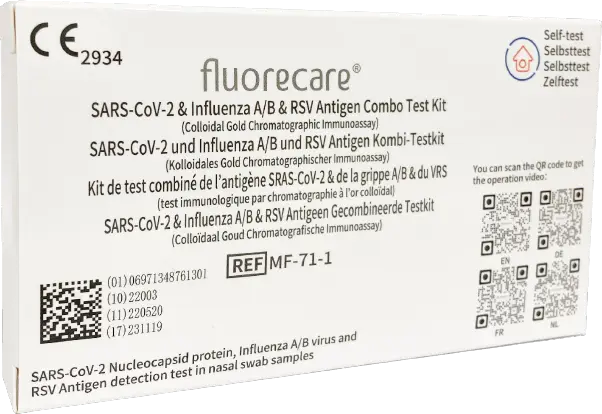 fluorecare Influenza A+B & Covid-19 & RSV Antigen Selbsttest (MHD01/26)