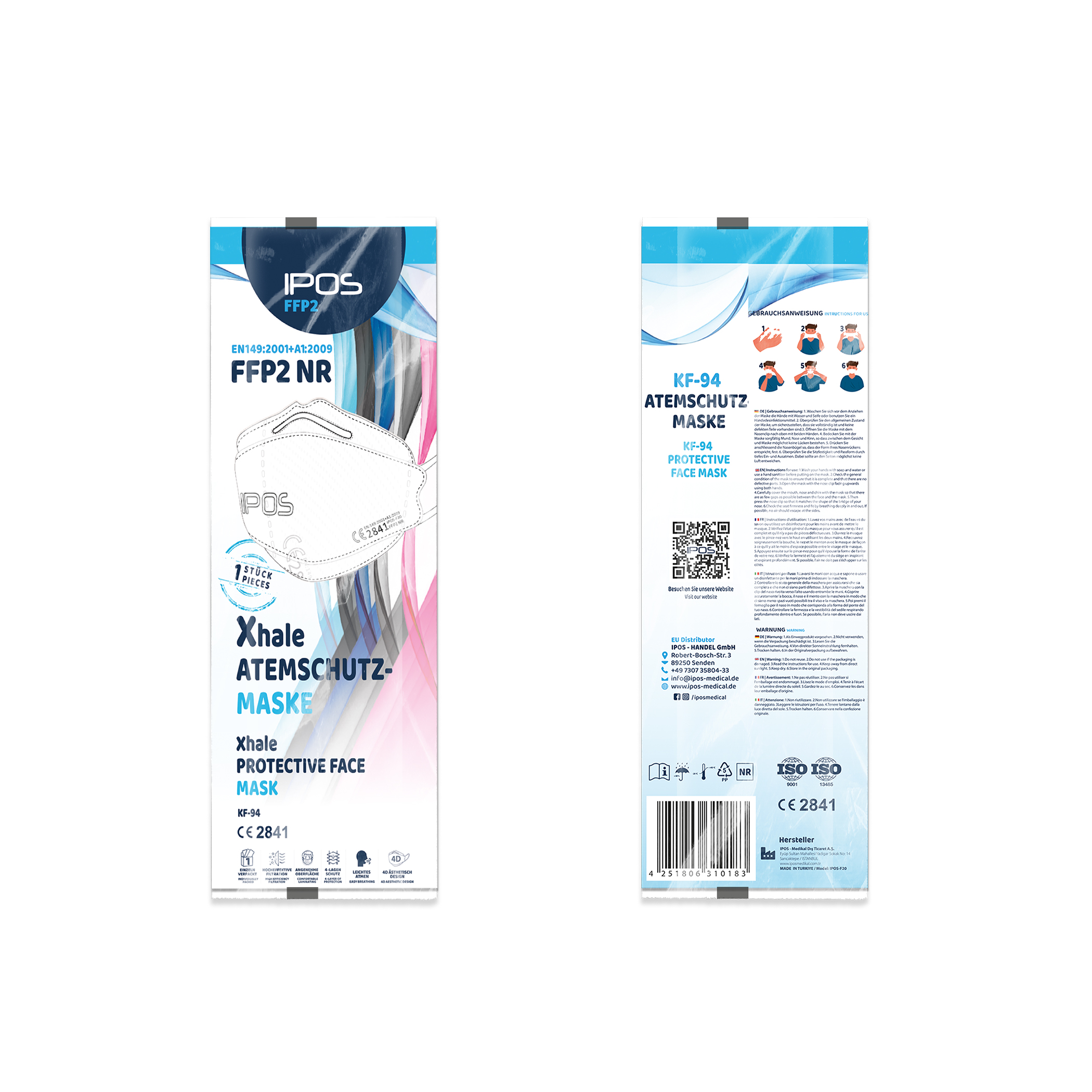 IPOS Xhale FFP2 Fischmaske 10er Box Weiß