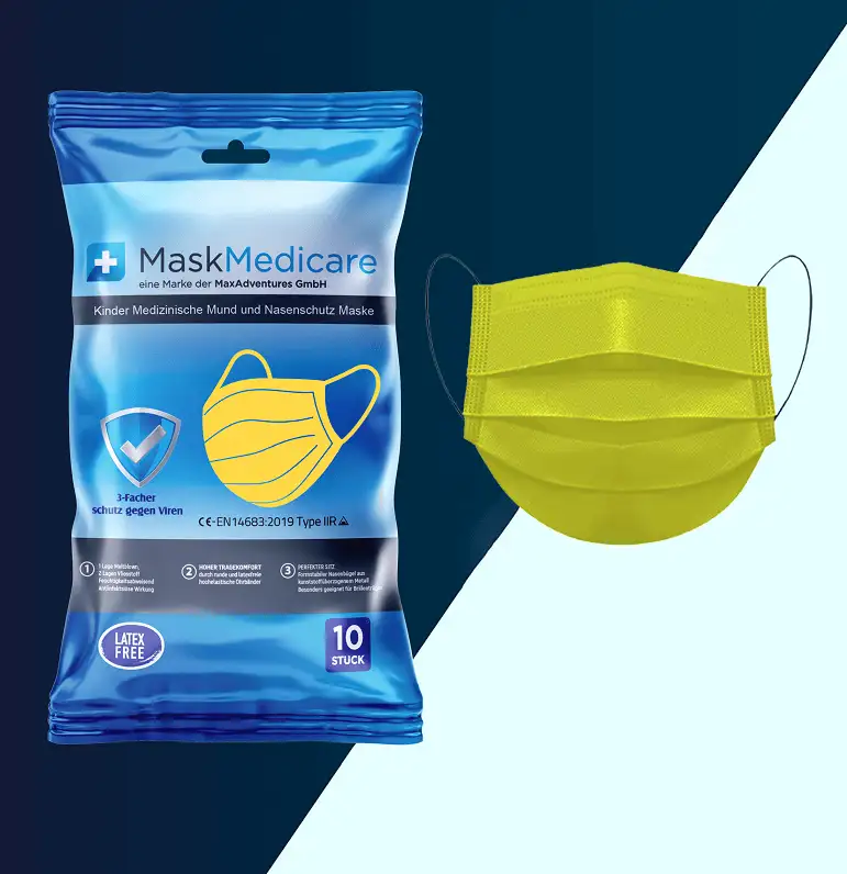 3-lagige MaskMedicare TYP IIR MNS Maske - Farbe Gelb 3-lagige MaskMedicare TYP IIR MNS Maske - Farbe Gelb
