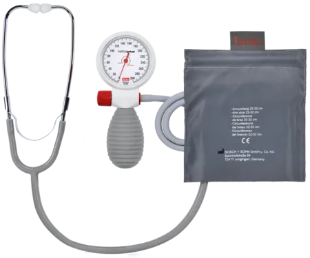 Boso varius privat (Ø 60mm) weiß mit Zugbügel-Klettenmansche Boso varius privat (Ø 60mm) weiß mit Zugbügel-Klettenmansche