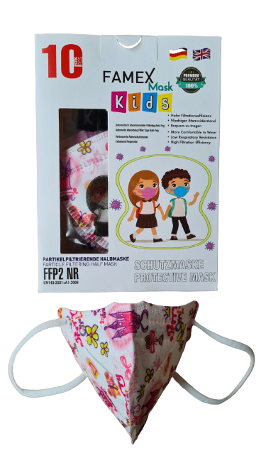 Famex Kids FFP2 Maske Prinzessin-Muster