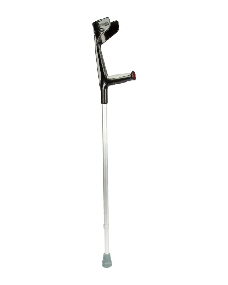 Unterarmgehstütze, silber mit schwarzem Handgriff, weichem S