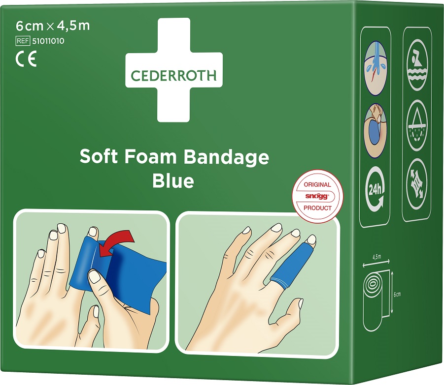 Cederroth Soft Foam Pflasterverband Blau 6 cm x 4,5 m