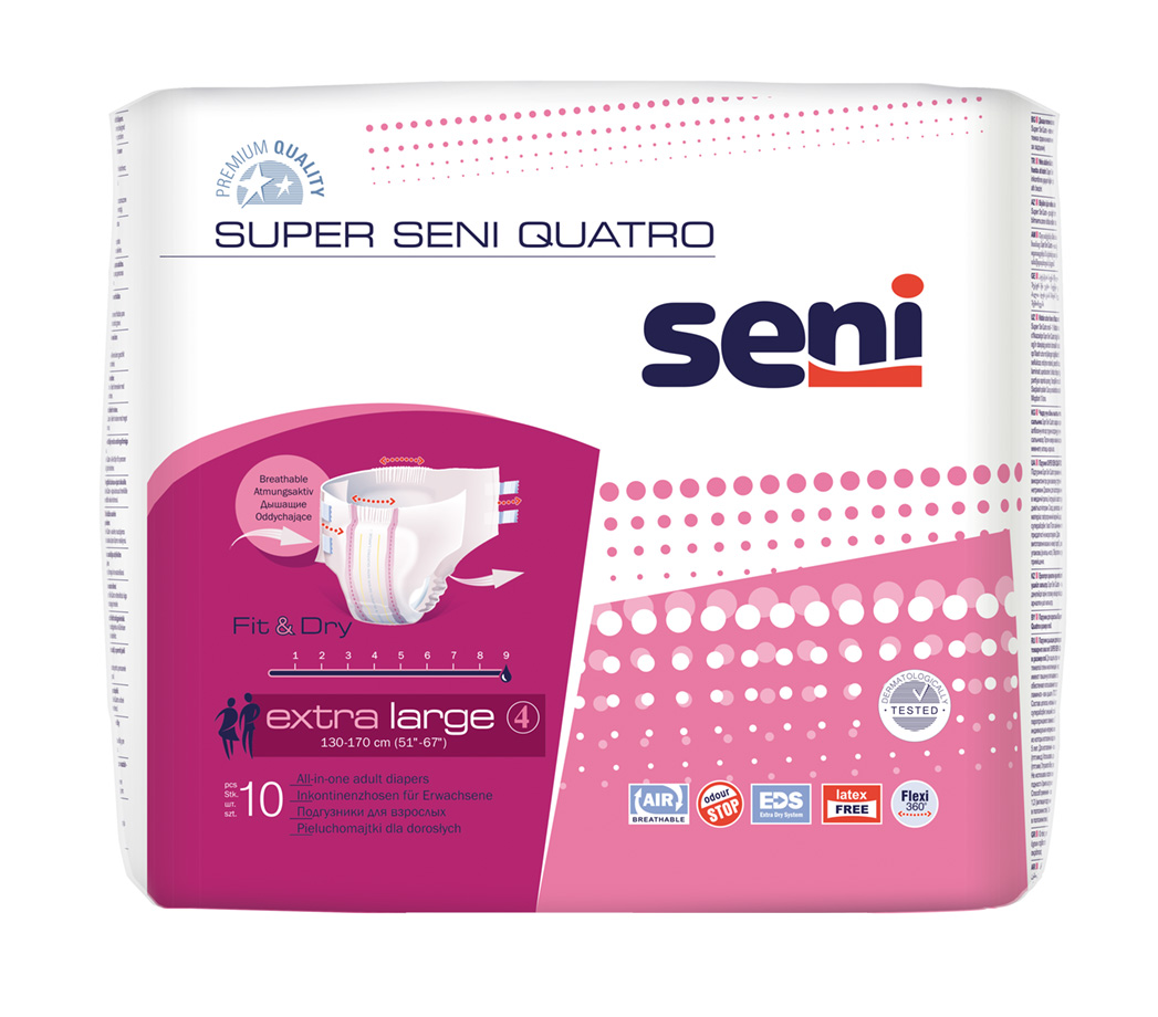 Super Seni Quatro atmungsaktive Inkontinenzhosen Extra Large 10 Stück