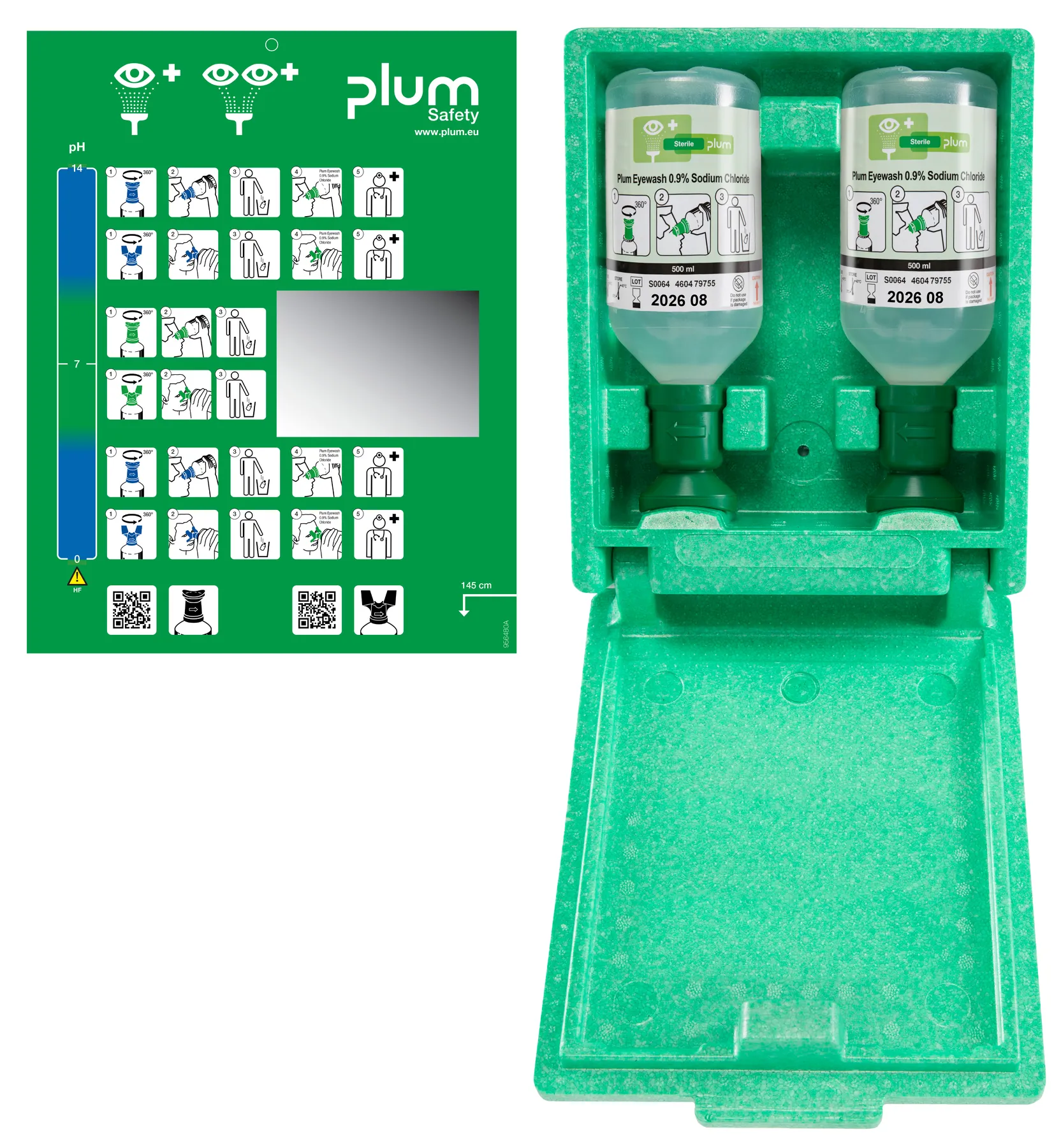 Plum Eyewash Box + 2x Eyewash 0.9% Sodium Chloride 500 ml