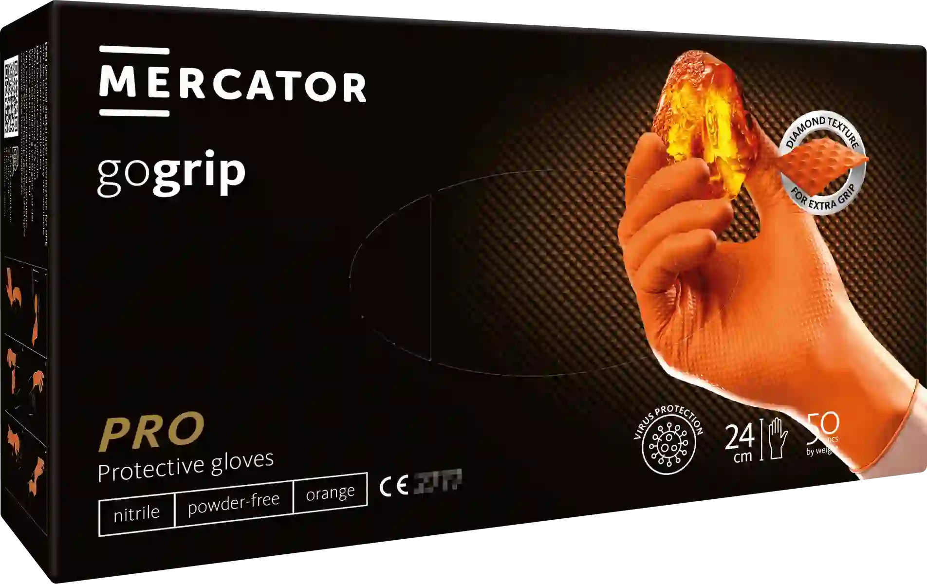 MERCATOR gogrip-pro Nitril-Handschuhe mit Diamanttextur (3-mal dicker)