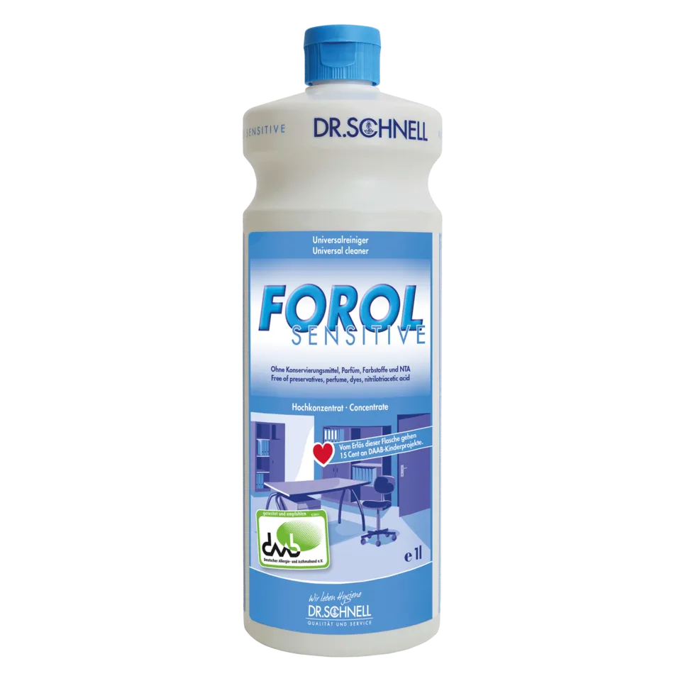 FOROL SENSITIVE Duft-, farbstoff-, konservierungsmittelfreier Universalreiniger FOROL SENSITIVE Duft-, farbstoff-, konservierungsmittelfreier Universalreiniger