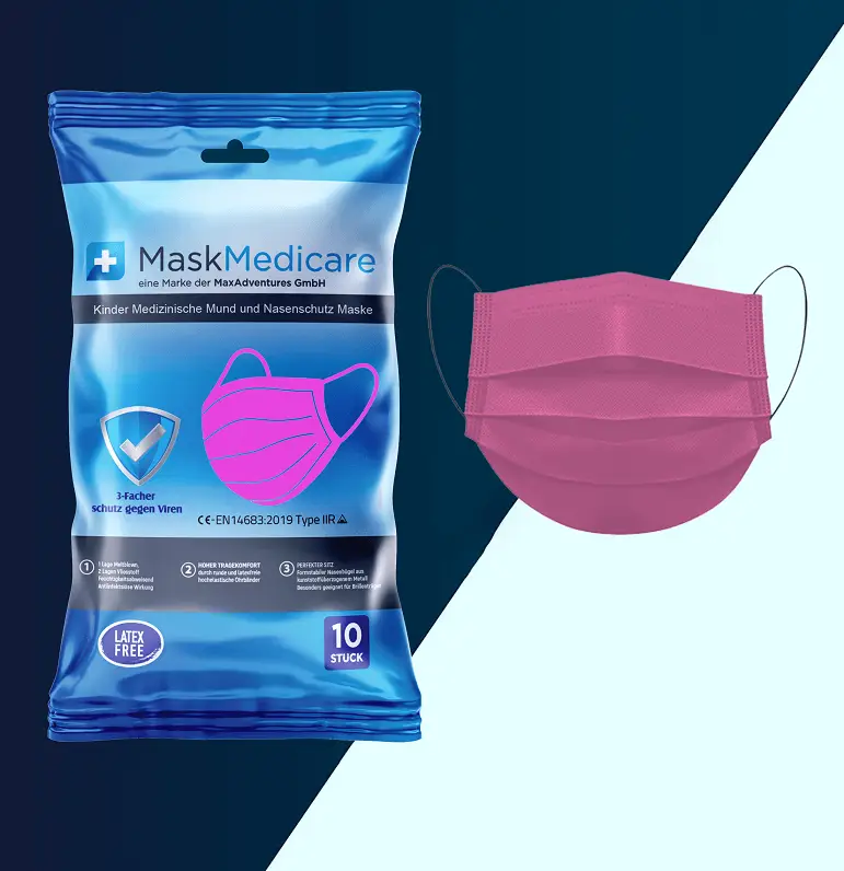 3-lagige MaskMedicare TYP IIR MNS Maske - Farbe Pink