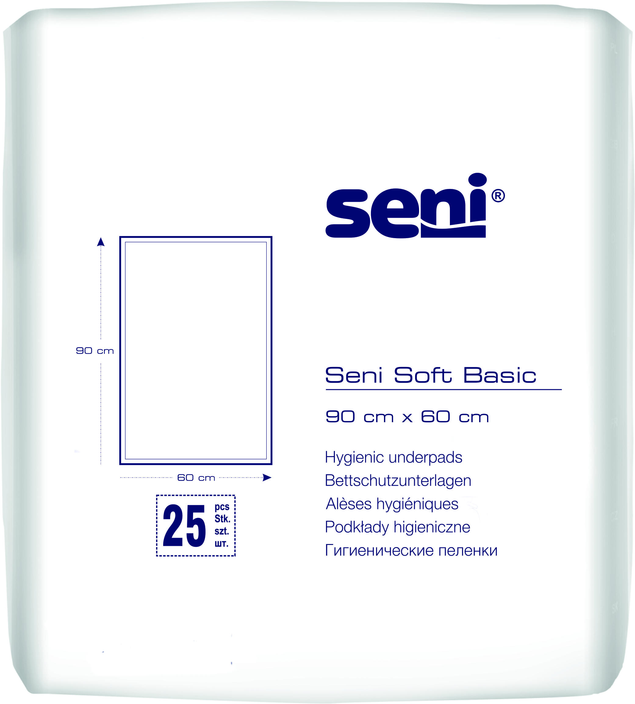 Seni Soft Basic Bettschutzunterlage 90cm x 60cm / 25 Stück
