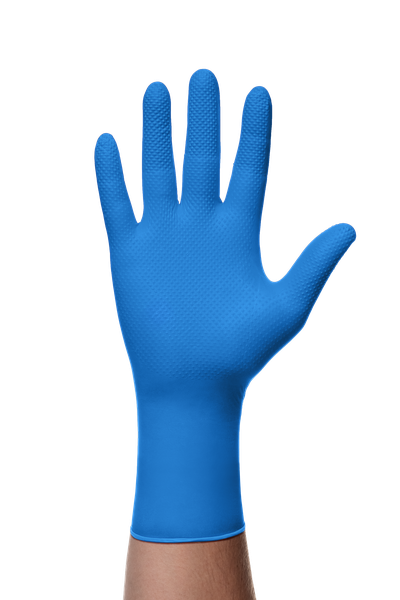 MERCATOR gogrip Long Nitril-Handschuhe mit Diamanttextur Blau in Größe XXL