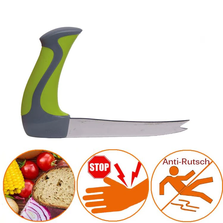 Allzweckmesser mit abgewinkeltem Griff, fein gezahnt
