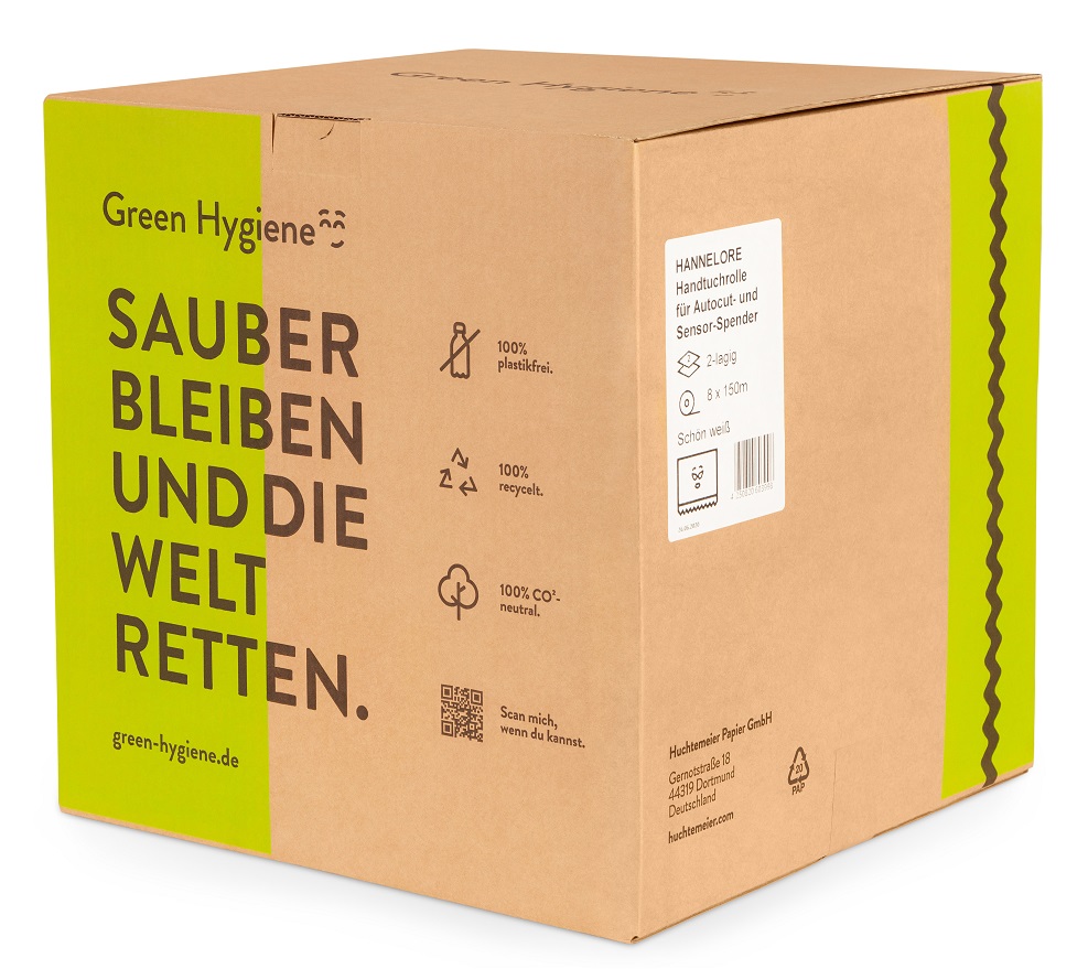 Green Hygiene® HANNELORE Handtuchrollen für Spender 150 m, 2-lagig